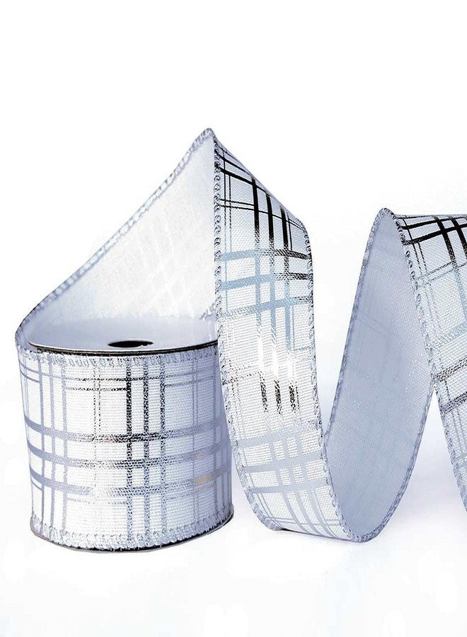 OLYPHAN Silver Ribbon Wired, Easter Ribbons for Basket 3 Rolls 2.5 Inch 36 Yard Christmas Tree Sheer Glitter Organza Wired Edge Gift Wrapping, Crafts, Home Decor Decoration Indoor/Outdoor Bows for Baskets - Image 2